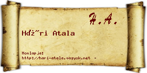 Hári Atala névjegykártya